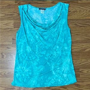 Authentic y2k blue tie-dye cowl neck tank top Size M